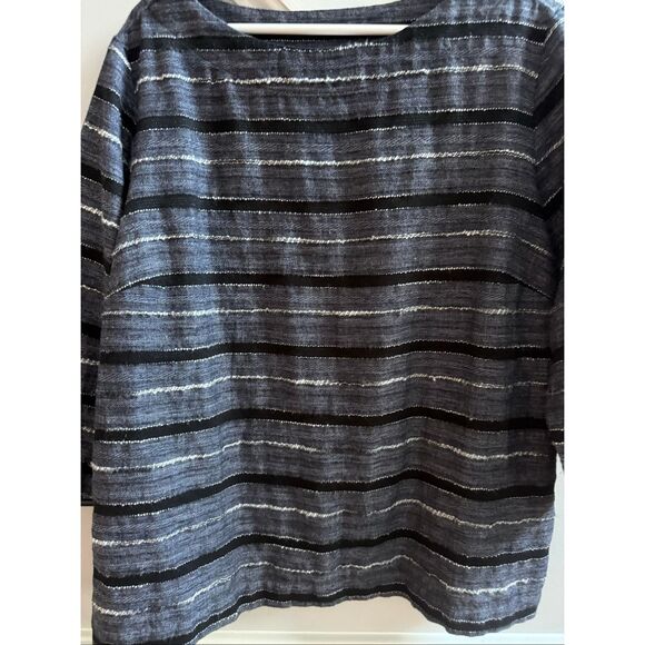 J. Jill Pure Jill Gray Mixed Texture Stripe Body Fit Top sz XL EUC - Picture 3 of 8